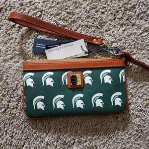 Brand new Dooney & Bourke Michigan State wristlet